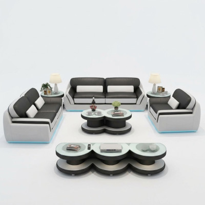 Ledersofa Couch Sofagarnitur Neu 3+2+1 Sitzer Garnitur Design Modern Sofa + USB