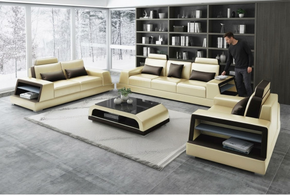 Wohnzimmer Polstergarnitur Ledersofa Couch Sofa Sitz Polster Garnituren 3+2+2
