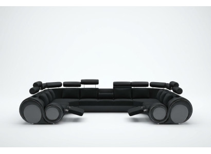 Design XXL obytný koutek pohovka s USB, pohovka, čalouněný rohový gauč, textilní materiál, nový.