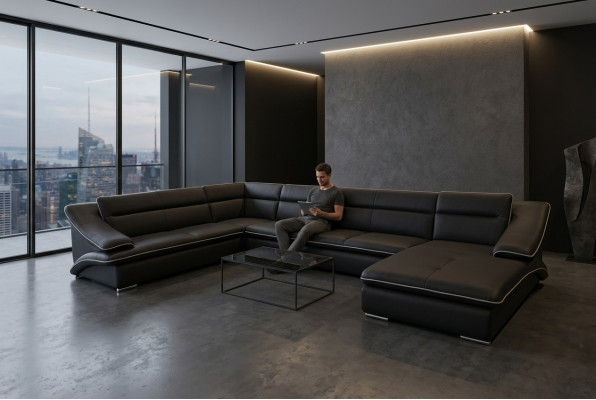Sofa Ecksofa Design Polster Eckcouch Eckgarnitur Couch UForm Wohnlandschaft +USB