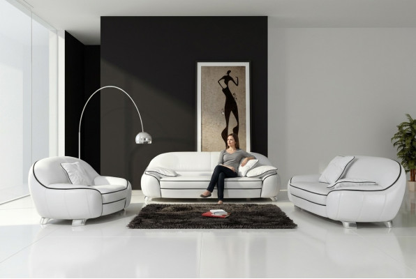 Ledersofa Couch Wohnlandschaft 3+2+1 Sitzer Garnitur Design Modern Sofa mit USB