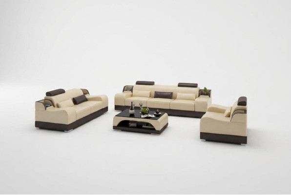 Sofagarnitur Couch Polster Sofa 3+1+1 Garnituren Design Leder 3tlg. Komplett Set