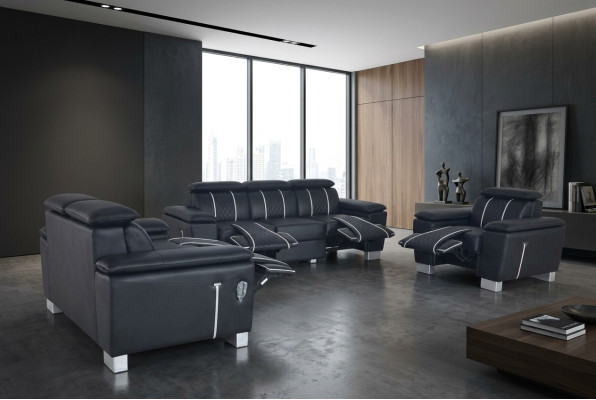 Sofagarnitur Ledergarnitur Couch Design Sofa Polster Komplett Set 3+2+1 mit USB