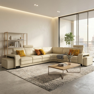 Ecksofa + USB,Polster Sofa Wohnlandschaft Sitz Eck Garnitur Leder Textil FrancoC