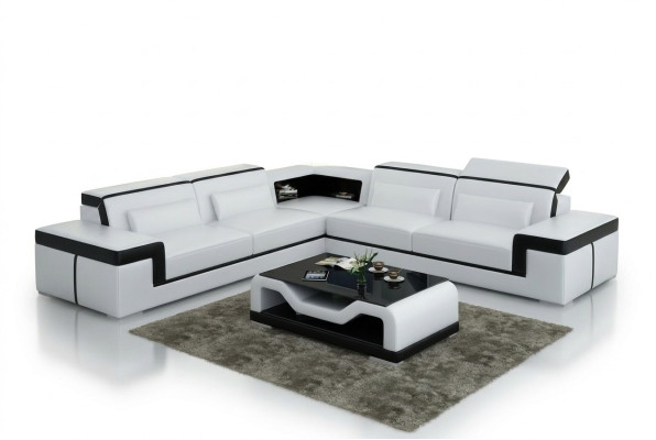 Kůže sofa s USB, rohová sedací souprava design moderní pohovka G8020B.
