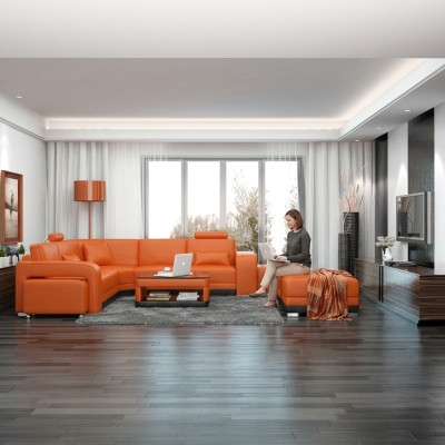 Kůžená pohovka s USB obývací stěna rohová pohovka Eck Garnitur Design Modern Sofa F3017B
