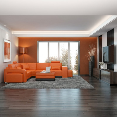 Kůžená pohovka s USB obývací stěna rohová pohovka Eck Garnitur Design Modern Sofa F3017B