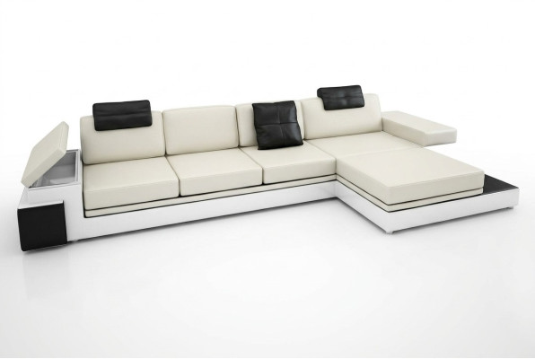 Ecksofa mit USB Couch Sofa Wohnlandschaft Sitz Eck Garnitur Leder Textil PHM88