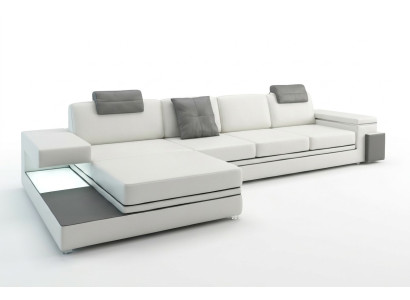 Ecksofa mit USB Couch Sofa Wohnlandschaft Sitz Eck Garnitur Leder Textil PHM88