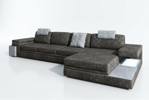 Design Ledersofa Sofa mit USB Polster Wohnlandschaft Eck Garnitur Textil Tachau
