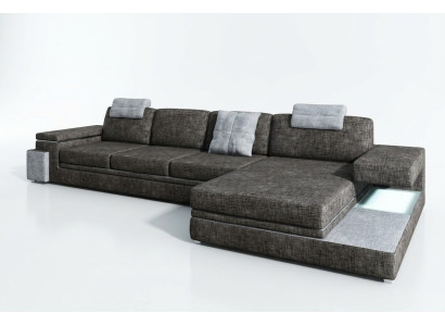 Design Ledersofa Sofa mit USB Polster Wohnlandschaft Eck Garnitur Textil Tachau