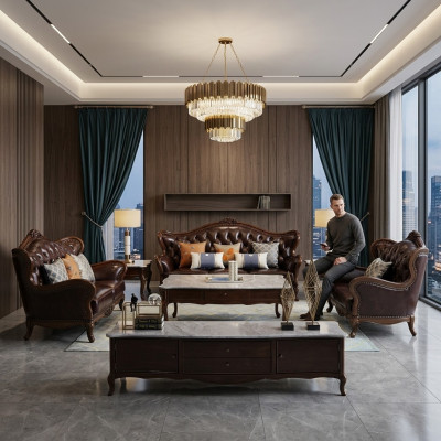 Luxus Sofagarnitur 3+1 Sitzer Garnitur Sessel Sofas Sitz Wohnzimmer