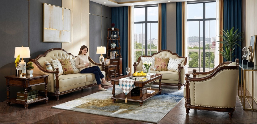 Sofa set 3+2+1 sedadlo Pohovka Kovová sada Kožená Pohovka Klasik.