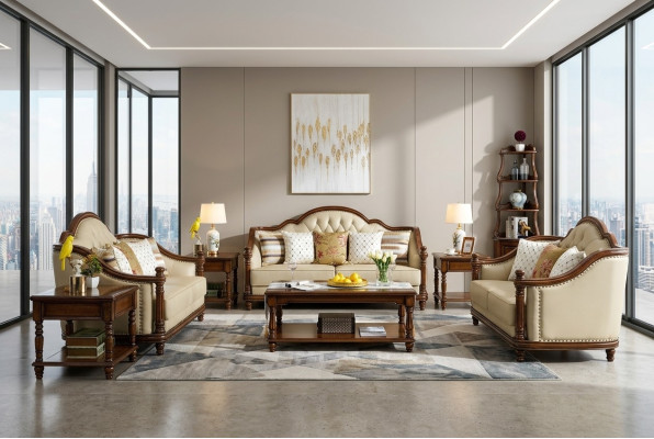 Sofa set 3+2+1 sedadlo Pohovka Kovová sada Kožená Pohovka Klasik.