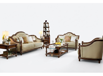 Sofa set 3+2+1 sedadlo Pohovka Kovová sada Kožená Pohovka Klasik.