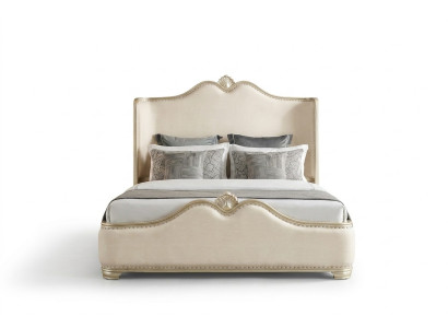 Postel 2x noční stolky 3 kusy Ložnice Beige Designer Luxus Nábytek Postele Dřevo