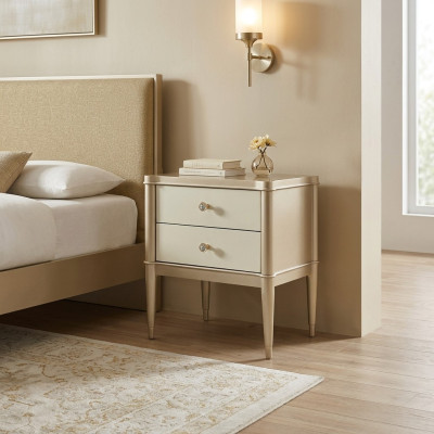 Nachttisch Beistelltisch Tisch Holz Tische Möbel Nachttische Beige Schlafzimmer