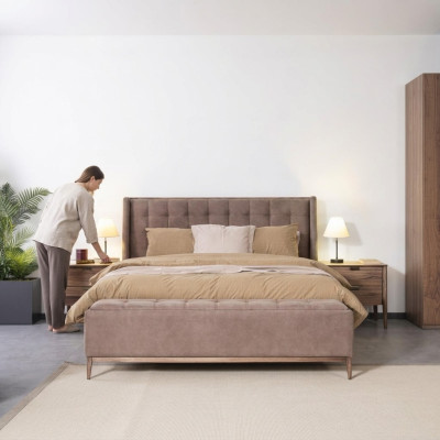 Bett Design Doppelbett Luxus Betten Polster Schlafzimmer Möbel Neu material holz