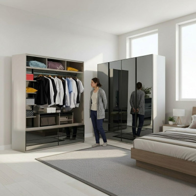 Kleiderschrank Schrank Glasschrank Schlafzimmer Holz moderne Schränke Möbel Neu