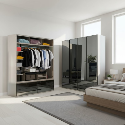 Kleiderschrank Schrank Glasschrank Schlafzimmer Holz moderne Schränke Möbel Neu