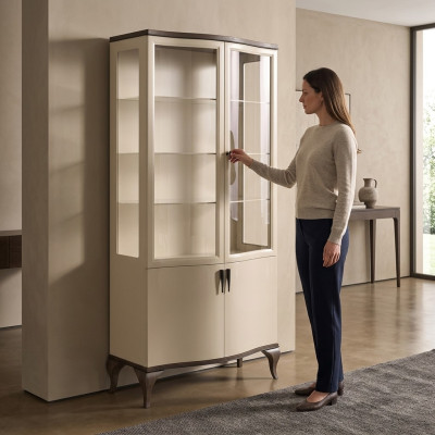 Luxus zweitürige Vitrine Schrank Glasschrank Holz Schränke Möbel Neu