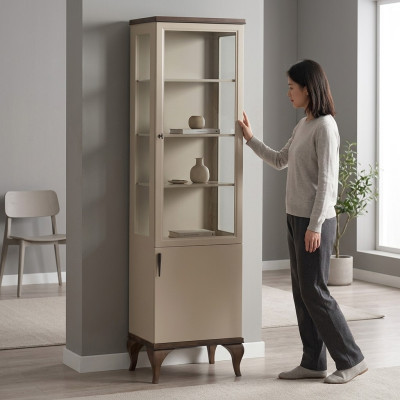 Single Vitrine Eintüriger Schrank Möbel Glasschrank Möbel Holz Schränke