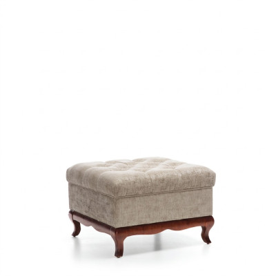 Rozkošník Designer Chesterfield Ottoman Textil Beige Polstern Bank Stoff