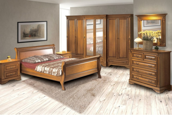Schlafzimmer Postel Noční stolek Komoda Šatní skříň Luxusní sada 6 kusů.