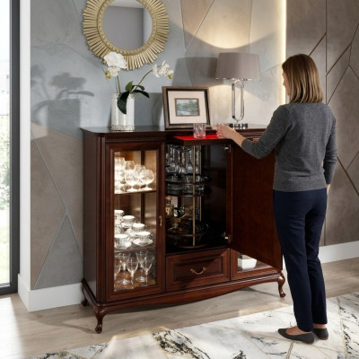 Hausbar Schrank Anrichte mit drehbaren Flaschen Schrank Vitrine Holz