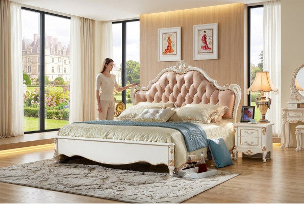 Královská postel Chesterfield ložnice Nábytek postele 180x200 kůže