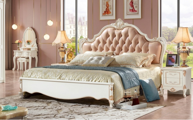 Královská postel Chesterfield ložnice Nábytek postele 180x200 kůže