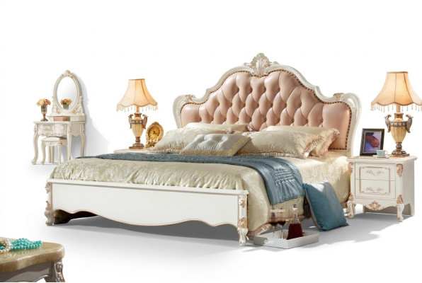 Královská postel Chesterfield ložnice Nábytek postele 180x200 kůže
