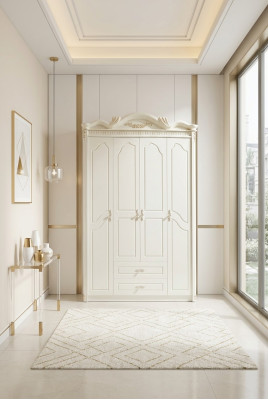 Klassischer Kleiderschrank Schrank Weiß Schränke Schlafzimmer Holz Neu