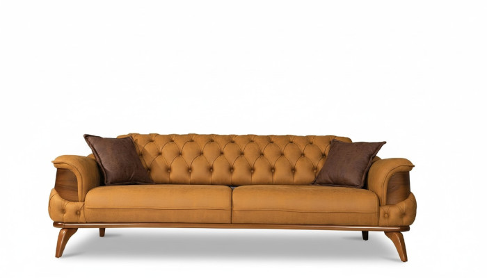 Dreisitzer Sofa Leder Couches Sofas Luxus Couch Chesterfield Western USA Gelb