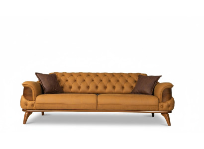 Dreisitzer Sofa Leder Couches Sofas Luxus Couch Chesterfield Western USA Gelb
