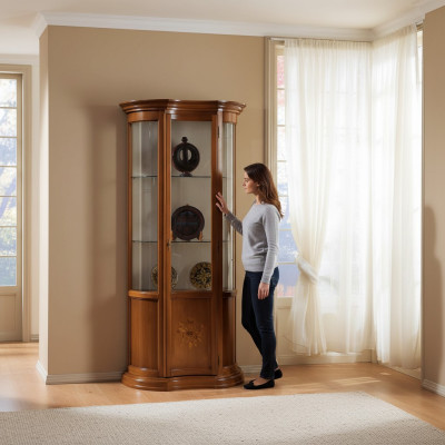 Luxus dřevěná vitrína nábytková skříň design hnědá italské nábytek nový šatník