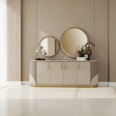 Komoda 2x zrcadlo obývací pokoj Design Luxus Nábytek Konzole Lowboard Beige
