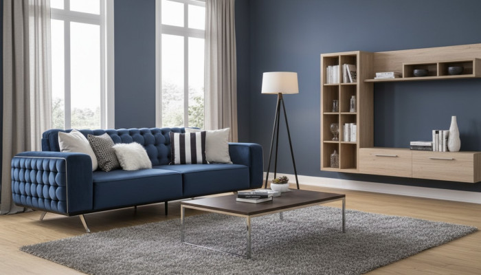 Klassische Chesterfield Dreisitzer Möbel Sofa Luxus Couchen Blau 3 Sitz Sofas