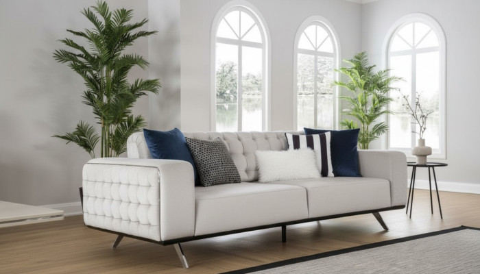 Luxus Wohnzimmer Sofa 2 Sitz Zweisitzer Weiß Couch Chesterfield Couchen Neu