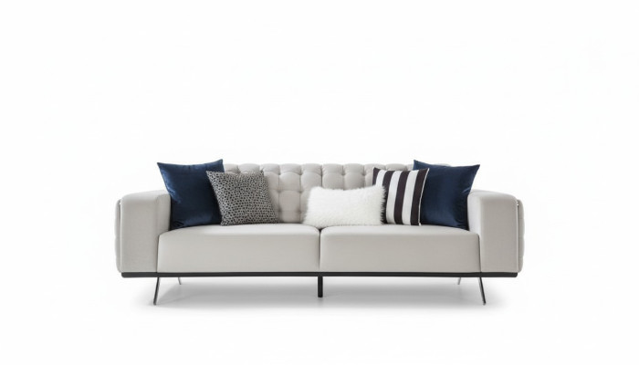 Luxus Wohnzimmer Sofa 2 Sitz Zweisitzer Weiß Couch Chesterfield Couchen Neu
