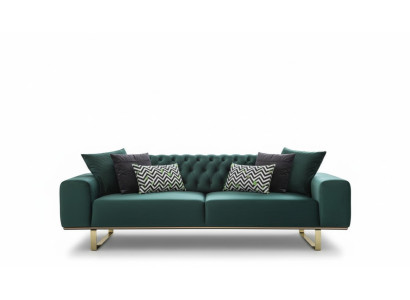 Luxus Wohnzimmer Sofa 2 Sitz Zweisitzer Grün Couch Chesterfield Couchen Neu