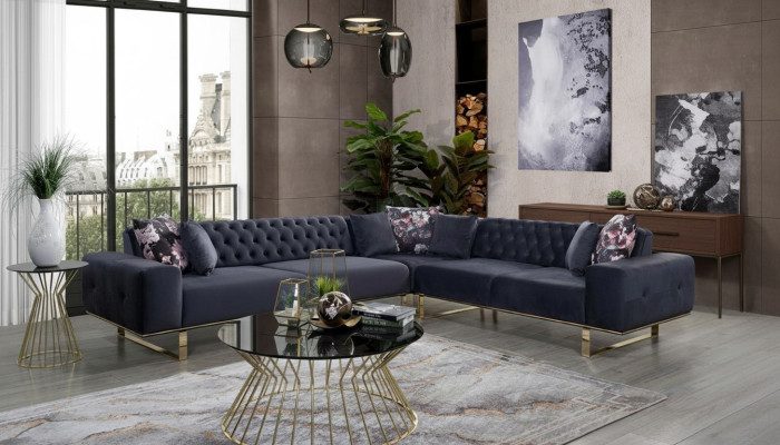 Ecksofa gauč Polster nábytek garsonka Chesterfield rohová sedací souprava Sofa látka