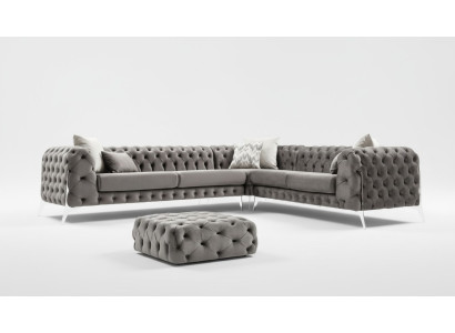 Grau Chesterfield Polstersofa Sofa Ecksofa Garnitur Polster Luxus Ecke Sofas Neu