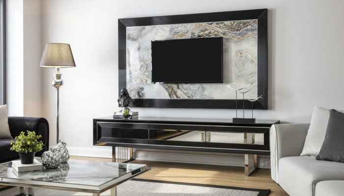 Luxus Wohnwand + Sideboard Lowboard Regal Wohnzimmer Schwarz Hochglanz   Luxus stěnová jednotka + nízká komoda s policemi černá leskidend.