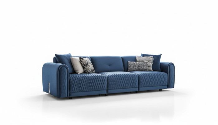 Luxus Sofa 4 Sitzer Wohnzimmer Modernes Design Blau Sofas Leder Couchen Neu
