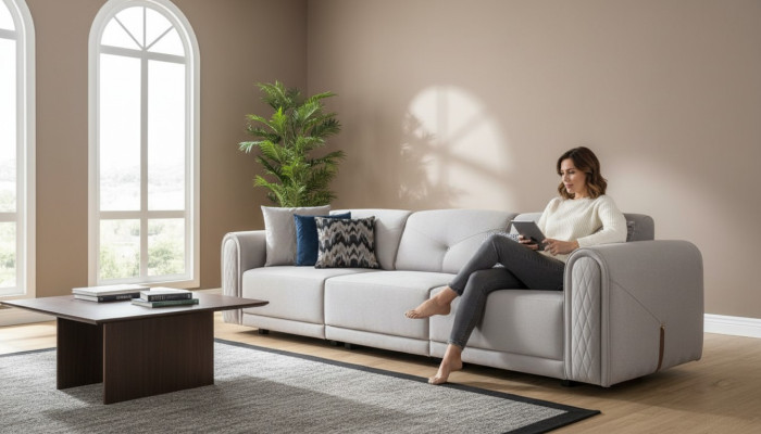 Luxus sofa 4 místný látkový obývací pokoj moderní design pohovky čalouněný gauče