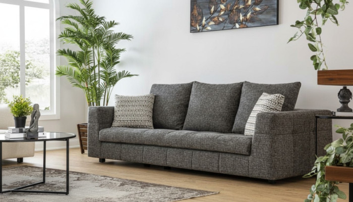 Luxus Sofa 4 Sitz Stoff Wohnzimmer Modernes Design grau Sofas Polster Couchen