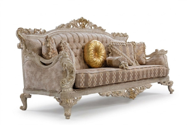 Chesterfield 3 Sitzer Designer Sofa Luxus Polster Sofas Couchen Stoff Textil Neu
