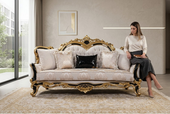 Chesterfield 3 Sitzer Designer Sofa Luxus Polster Sofas Couchen Stoff Textil Neu