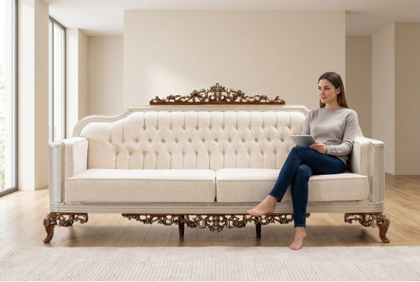 Sofa 3 Sitzer Chesterfield Dreisitzer Sofas Luxus Wohnzimmer Barock Stil Couch Neu